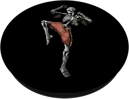 Vista 2 de Esqueleto Muay Thai Boxeo Karate Kickboxing Artes Marciales PopSockets Grip y soporte para teléfonos y tabletas