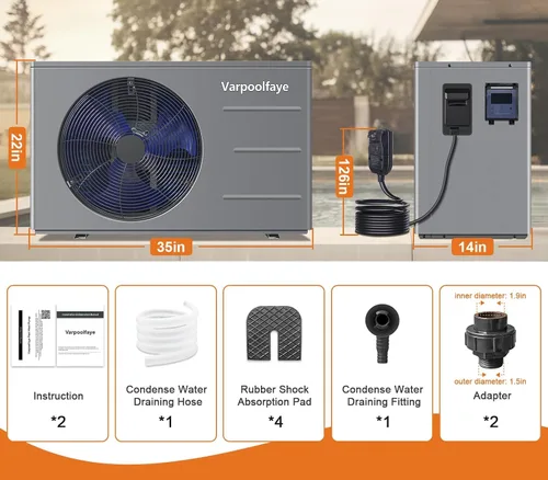 Vista 7 de Bomba de calor de piscina de 30,000 BTU - Calentador eléctrico de piscina para piscinas sobre el suelo y enterradas de hasta 8,000 galones