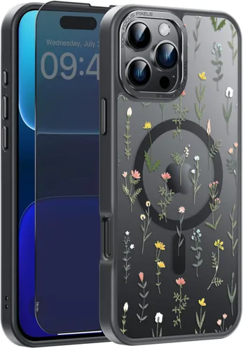 Vista 44 de Goodon para iPhone 15 Pro Max con protector de pantalla de privacidad, compatible con Magsafe, funda translúcida mate a prueba de golpes - Linda