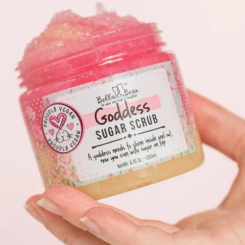 Vista 4 de Bella & Bear Goddess Sugar Scrub - Exfoliante 3 en 1, exfoliante corporal y gel de baño Vegano, felicidad libre de crueldad para una piel sedosa