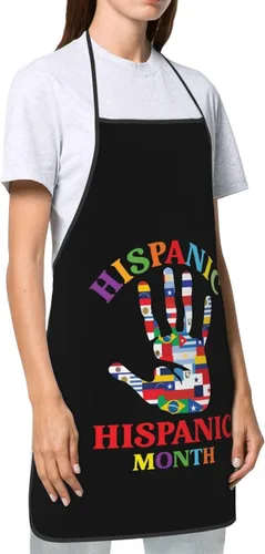 Vista 6 de Delantal del Mes Nacional de la Herencia Hispana para mujeres y hombres, para hornear a la parrilla, jardinería, cocina, aseo, barbacoa, cocina