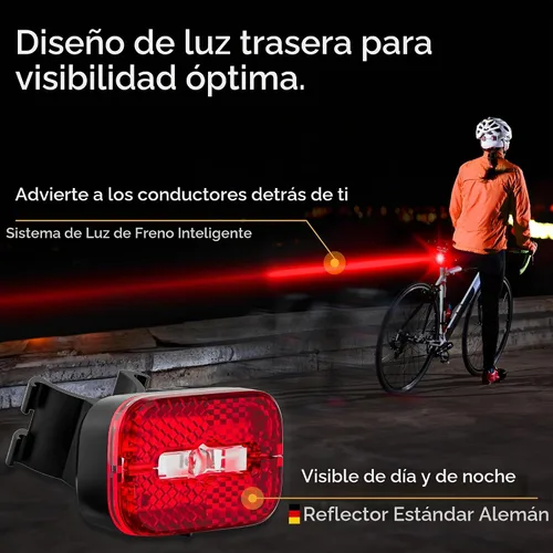 Vista 2 de LICHTMEISTER® Bike Tail Light with Reflector and Intelligent Brake Light Function – Rear Bike Light LED – Bicycle Tail Light