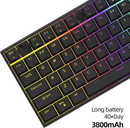 Vista 5 de IROK AL87Pro Aluminum CNC Frame, BluetoothUSB2.4G, Wireless RGB Mechanical Keyboard, 80% TKL Gaming Keyboard, Hot Swappable Switch Customizable