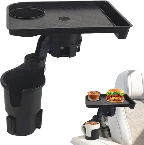 Vista 5 de Bandeja expansora de silicona negra para portavasos de automóvil, organizador de almacenamiento de consola para sedán y MPV, organizador universal
