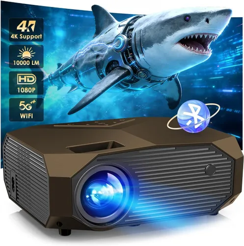 Vista 10 de Proyector con WiFi y Bluetooth, proyector de película portátil para exteriores Native 1080P, zoom del 50% al 100%, pantalla de 400 pulgadas