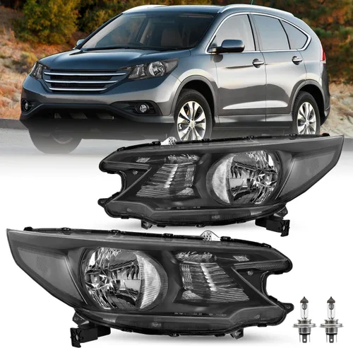 Vista 10 de JSBOYAT Conjunto de Faros Delanteros de Reemplazo para Honda CR-V 2012-2014 Faro Delantero Lámpara Halógena con Bombillas, Carcasa Negra con Carcasa