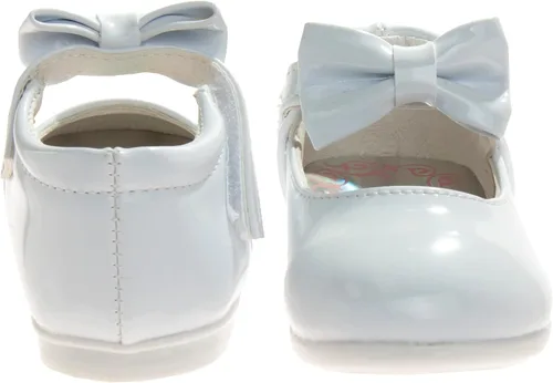 Vista 2 de Josmo Baby-Girl's Walking Kids Mary Jane Flats-Formal Dress Shoes Newborn Infant Walker Moccasins Crib Bow Knot First Step Patent Slip-On Christening
