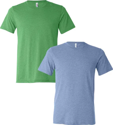 Vista 226 de Bella Canvas 3413c para hombre (1) Triblend verde + (1) Triblend rojo