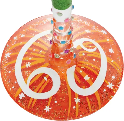 Vista 6 de Enesco Designs by Lolita Happy 60th Birthday - Copa de vino artesanal pintada a mano, 15 onzas, multicolor