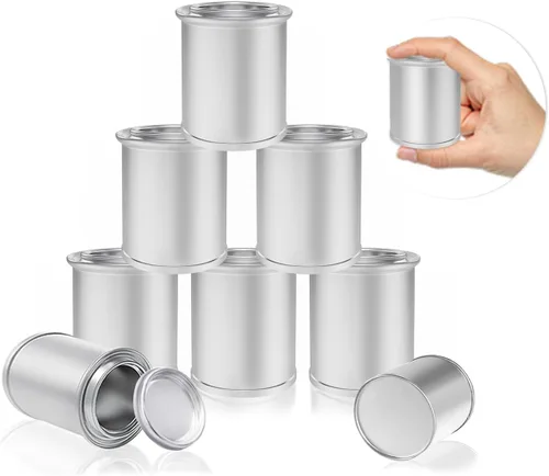 Vista 8 de Paquete de 16 latas de pintura de metal vacías con tapas (tamaño de 1/4 de pinta), contenedores de pintura de retoque de capacidad de 1/2 taza