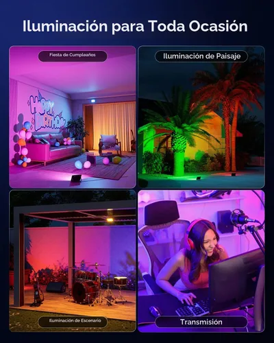 Vista 8 de FALOVE Paquete de 2 luces de inundación RGB inteligentes de 50 W de 500 W