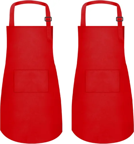 Vista 9 de 2 piezas de delantales para niños, delantales para artistas con bolsillos ajustables, delantales de chef para cocina, pintura de respaldo infantil