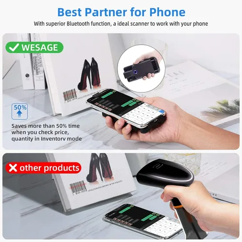 Vista 5 de Symcode Clip de código de barras portátil con Bluetooth - 1D 2D QR lector de código de barras, PDF417, matriz de datos, Maxicode, conexión