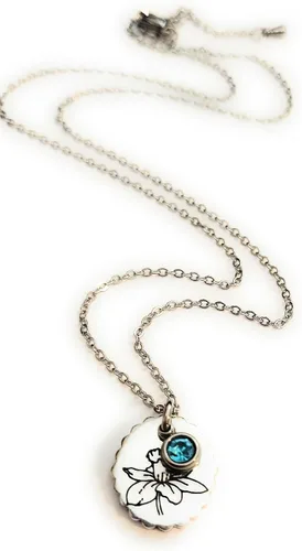 Vista 11 de Birth Month Flower and Birthstone Necklace