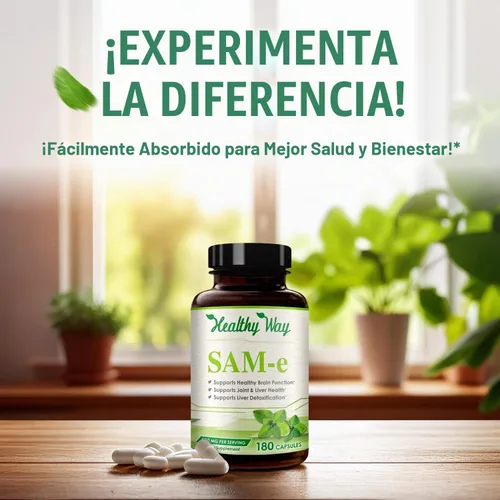 Vista 6 de Suplemento SAM-e de 500 mg – Cápsulas de S-adenosil-L-metionina de 500 mg de alta resistencia para el hígado cerebral y el estado de ánimo, alta