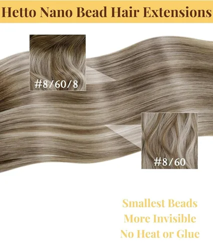 Vista 80 de 【Descuento】Hetto - Extensiones de cabello con cinta adhesiva, 40g, extensiones de cabello humano, color rubio ceniza oscuro degradado a rubio medio