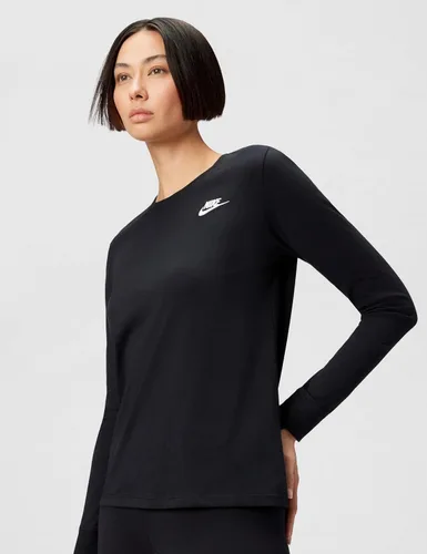 Vista 4 de Nike Sportswear Club - Camiseta de manga larga para mujer Negro/Blanco