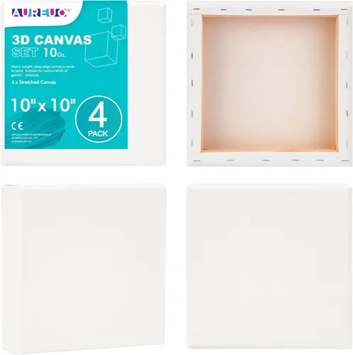 Vista 7 de AUREUO Lienzo envuelto para galería de 4 x 4 pulgadas, profundidad de 1.5 pulgadas, paquete de 4 unidades, 10 onzas con triple imprimación de gesso