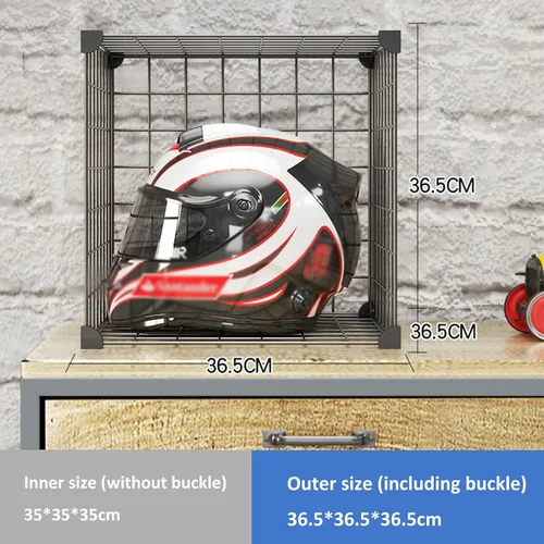 Vista 2 de Caja organizadora de sombreros, estante para casco de motocicleta montado en el piso, moderna tienda comercial al por menor vitrina