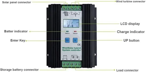 Vista 4 de CHRISK Controlador híbrido solar eólico de 9000 W PWM eólico controlador híbrido de energía solar controlador digital inteligente regulador de carga