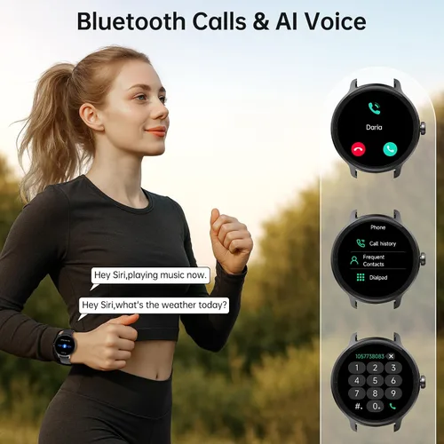 Vista 2 de Reloj inteligente para hombres y mujeres (responder/hacer llamadas), reloj inteligente con voz AI incorporada, pantalla HD de 1.27" con monitor