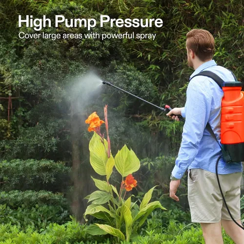 Vista 6 de VIVOSUN Pulverizador de mochila con batería de 4 galones, pulverizador de bomba eléctrica con cuatro boquillas para césped de jardín, naranja