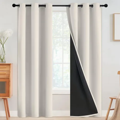 Vista 109 de SimpleHome - Cortinas opacas 100% para recámara, cortinas de ventana con ojales beige, con aislamiento térmico, cortinas de oscurecimiento