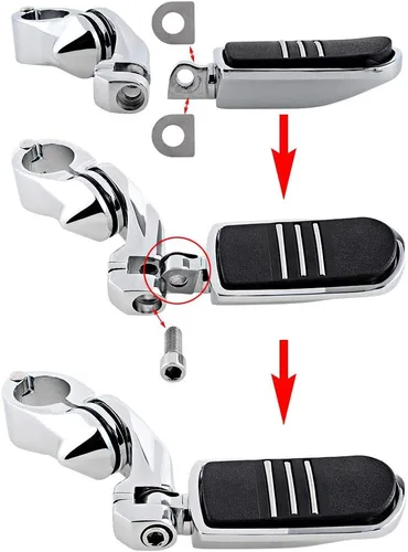 Vista 3 de Astra Depot Estriberas cromadas izquierda derecha con reposapiés Streamliner compatible con protector de motor Harley 1 1/4" 1.260 in