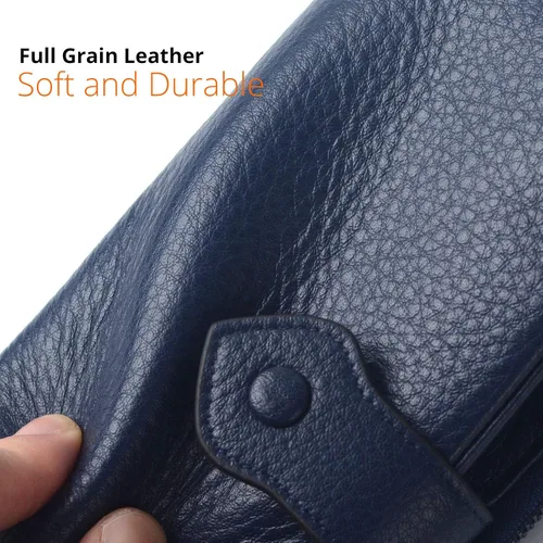 Vista 6 de Bveyzi Carteras delgadas de cuero suave para mujer, con bloqueo RFID, doble bolsillo con cremallera