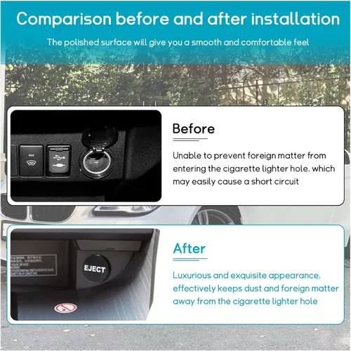 Vista 5 de Augeny Funda para Encendedor de Cigarrillos de Coche, Botón de Expulsión a Prueba de Polvo de Aluminio, Funda Universal para Encendedor