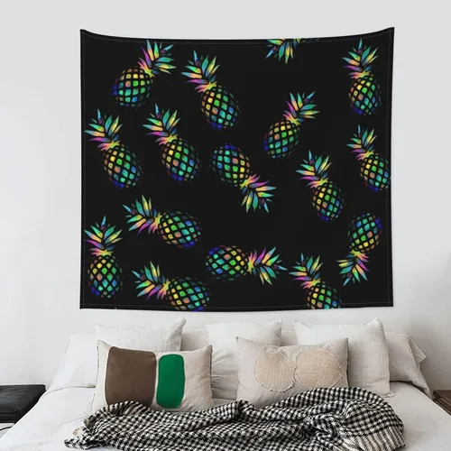 Vista 4 de Heucapc Tapiz de piña para colgar en la pared, tapiz para habitación, dormitorio, hogar, decoración de pared para dormitorio, decoración estética