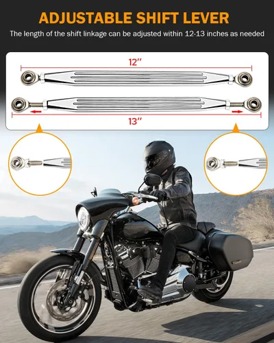 Vista 3 de PBYMT Palanca de cambio cromada compatible con Harley Davidson Dyna Softail Touring Road Glide Street Glide Road King Electra Glide 1986-2024