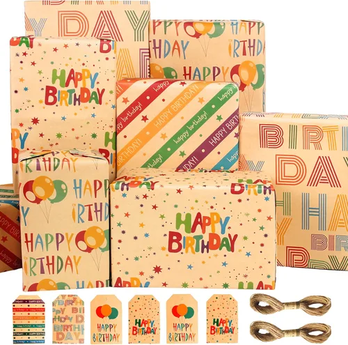 Vista 12 de BWLOIES Papel de regalo para niños y niños, hojas de papel de regalo de cumpleaños con coche de policía, camiones de bomberos, grúa, ambulancia