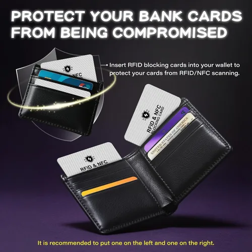 Vista 5 de Tarjetas de bloqueo RFID, juego de bloqueador de tarjetas de débito NFC sin contacto premium y protector de pasaporte para hombres y mujeres, diseño