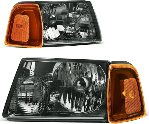 Vista 9 de Conjunto de repuesto de faros delanteros para Ford Explorer. Reflectores ámbar, carcasa cromada