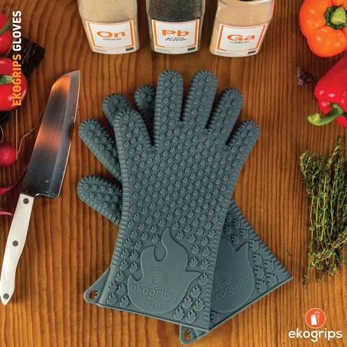 Vista 4 de Jolly Green Products Ekogrips - Guantes de barbacoa resistentes al calor para cocinar y manipular carne, guantes de horno de cocina, accesorio