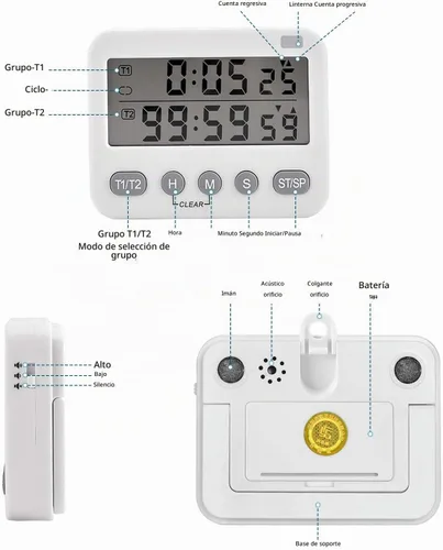 Vista 6 de Pomodoro 25, temporizador de productividad ajustable de 5 minutos, color blanco
