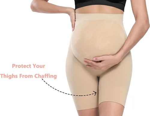 Vista 3 de Ropa moldeadora de maternidad de alta calidad "Baby Bump", ropa interior de embarazo de cintura alta a medio muslo que evita rozaduras, soporte