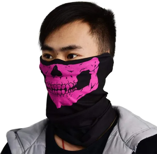 Vista 7 de Paquete de 3 bandanas de calavera para hombres, polainas de cuello para mujeres, máscara facial para motocicleta, protección contra el polvo