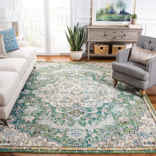 Vista 35 de SAFAVIEH Colección Madison MAD447B - Tapete bohemio con medallón antiguo y elegante, no desprende pelusa, para la sala, dormitorio, comedor