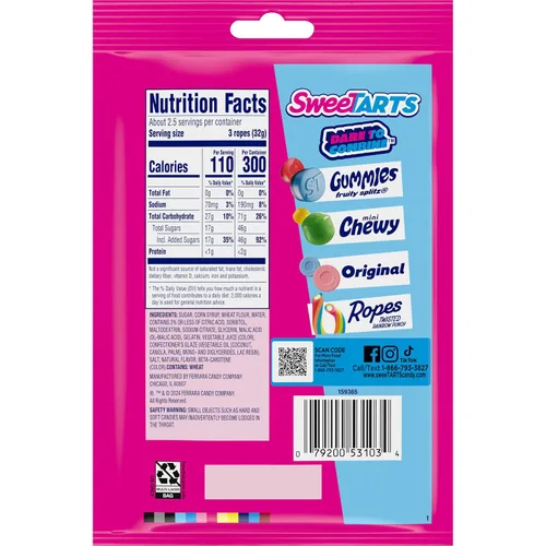 Vista 2 de SweeTARTS Ropes, Cherry Punch Candy, bolsa de 3 onzas (paquete de 12)