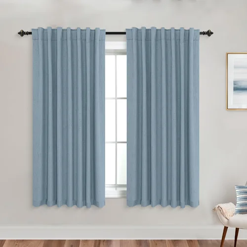 Vista 76 de KOUFALL - Cortinas de medio estilo francés de lino para ventana, juego de 2 cortinas cortas de 40 pulgadas de longitud, para privacidad, cortinas