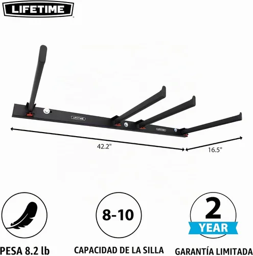 Vista 4 de LIFETIME 80719 Wall Mounted Chair Rack Black