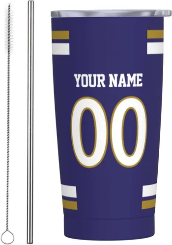 Vista 8 de Arizona - Vaso aislado personalizado con número de nombre, vasos de fútbol personalizados con pajita, taza de viaje personalizada para café, regalos