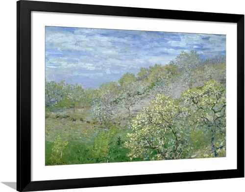 Vista 10 de ART.COM Claude Monet - Póster enmarcado para pared, diseño de árboles en flor, decoración escénica, 18 x 12 pulgadas, marco negro con paspartú blanco