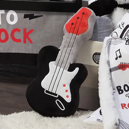 Vista 5 de Lambs & Ivy Rock Star Peluche Guitarra Instrumento Peluche Juguete - Gris/Negro