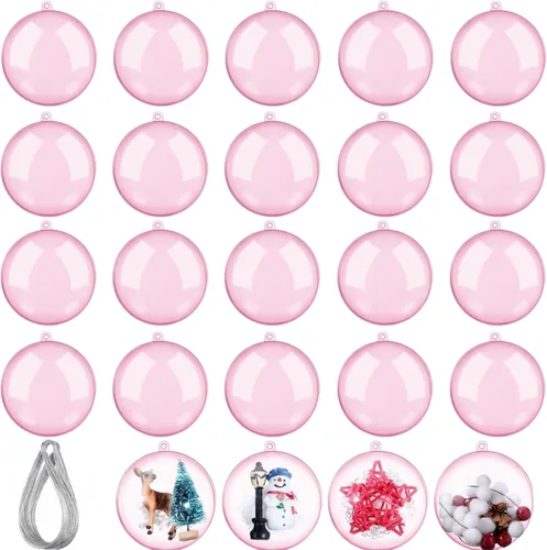 Vista 8 de Sratte 24 bolas de adornos rellenables de Navidad, adornos de plástico transparente, bolas de manualidades para Navidad, boda, Navidad, fiesta