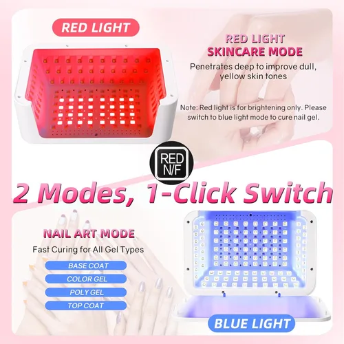 Vista 6 de Luz UV para uñas de gel, lámpara de uñas LED UV de 120 W con 140 cuentas, secador de uñas profesional de secado rápido, diseño de dos manos, cuidado