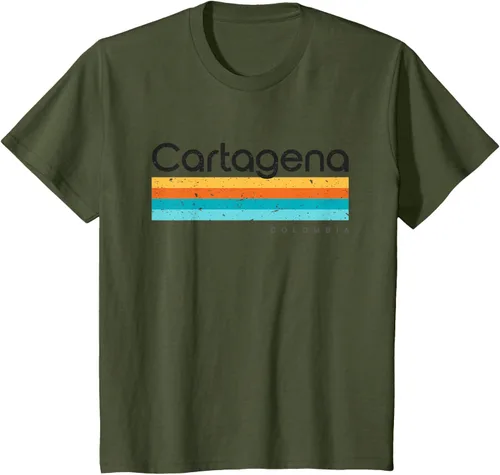 Vista 11 de Camiseta vintage de Cartagena Colombia con diseño retro, Blanco, S