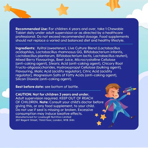 Vista 11 de LOVEBUG - Probióticos para niños – Gomitas masticables con fibra prebiótica para niños de 4 años en adelante, suplemento diario para la salud